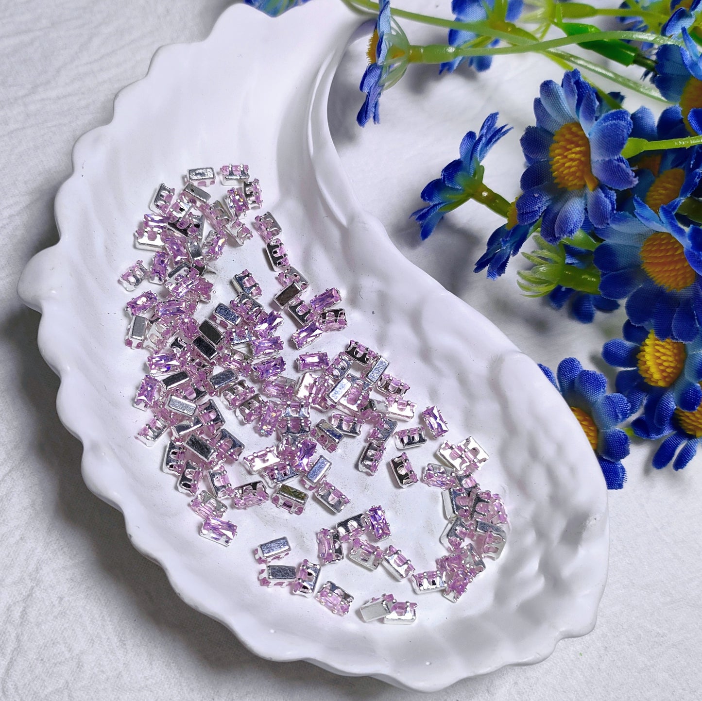 2.5x5mm rectangle zircon rhinestones with golden and silver base for DIY bracelet & necklace