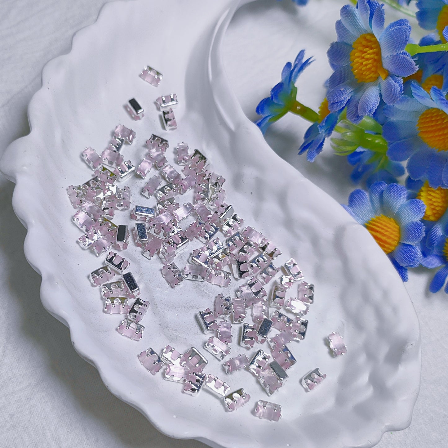 2.5x5mm rectangle zircon rhinestones with golden and silver base for DIY bracelet & necklace