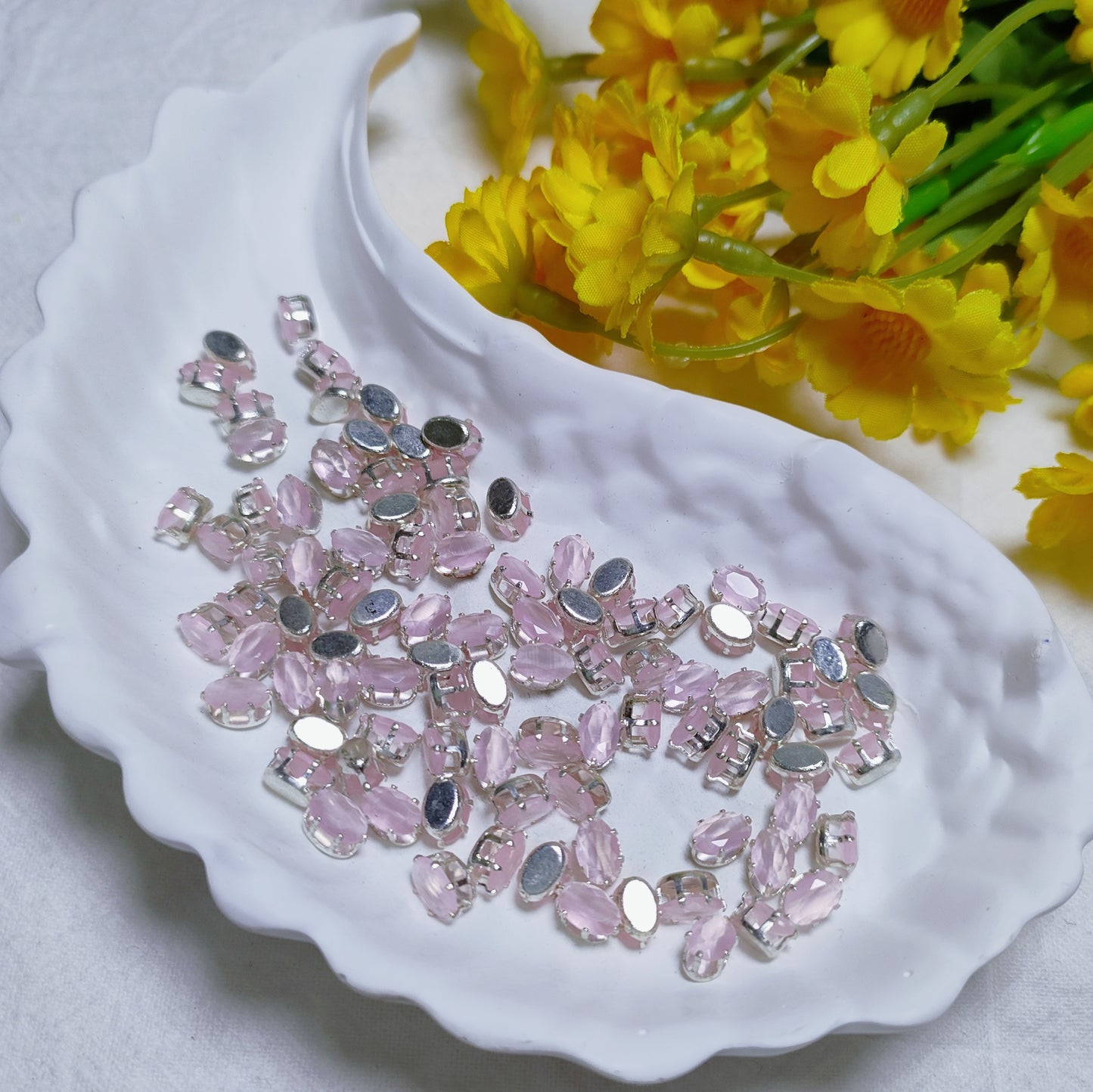 4x6mm oval zircon rhinestones with golden and silver base for DIY bracelet & necklace