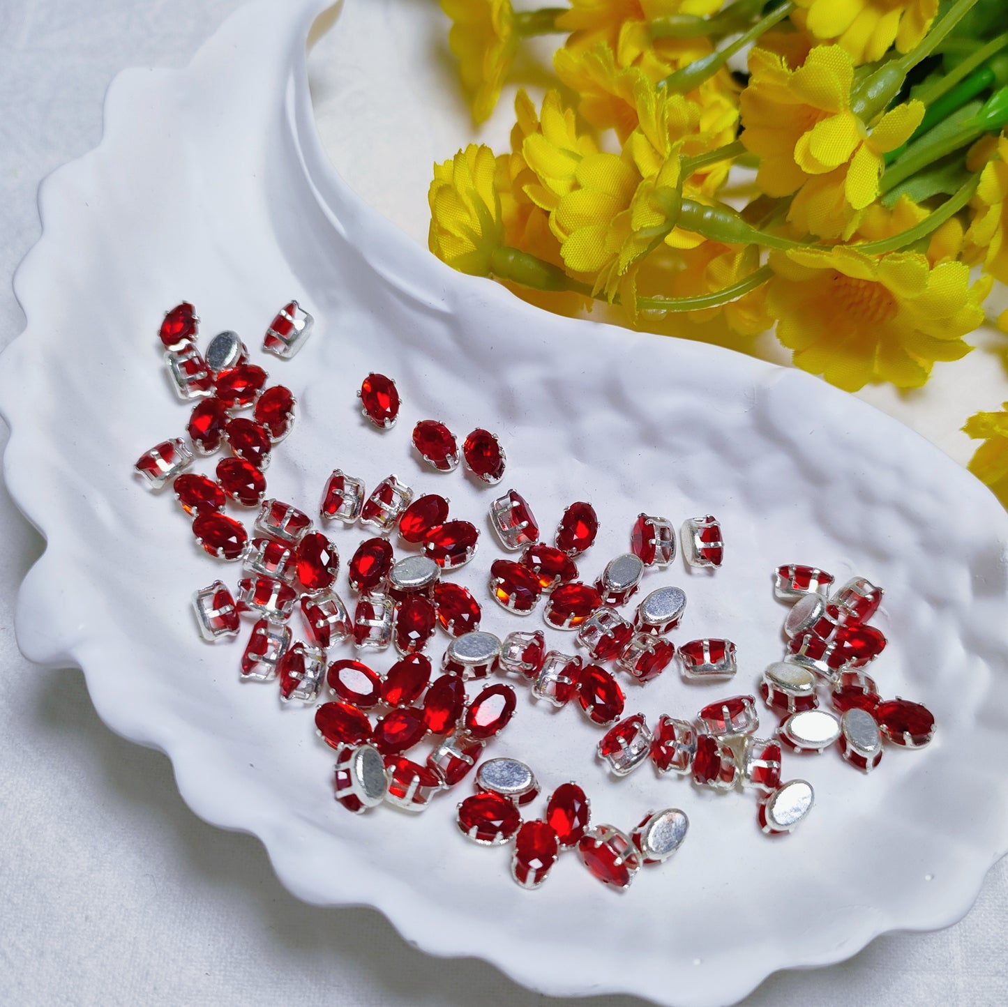 4x6mm oval zircon rhinestones with golden and silver base for DIY bracelet & necklace