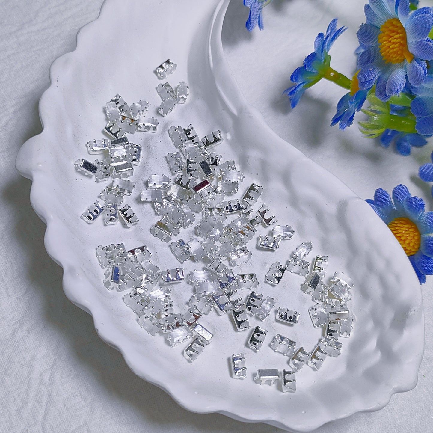 2.5x5mm rectangle zircon rhinestones with golden and silver base for DIY bracelet & necklace
