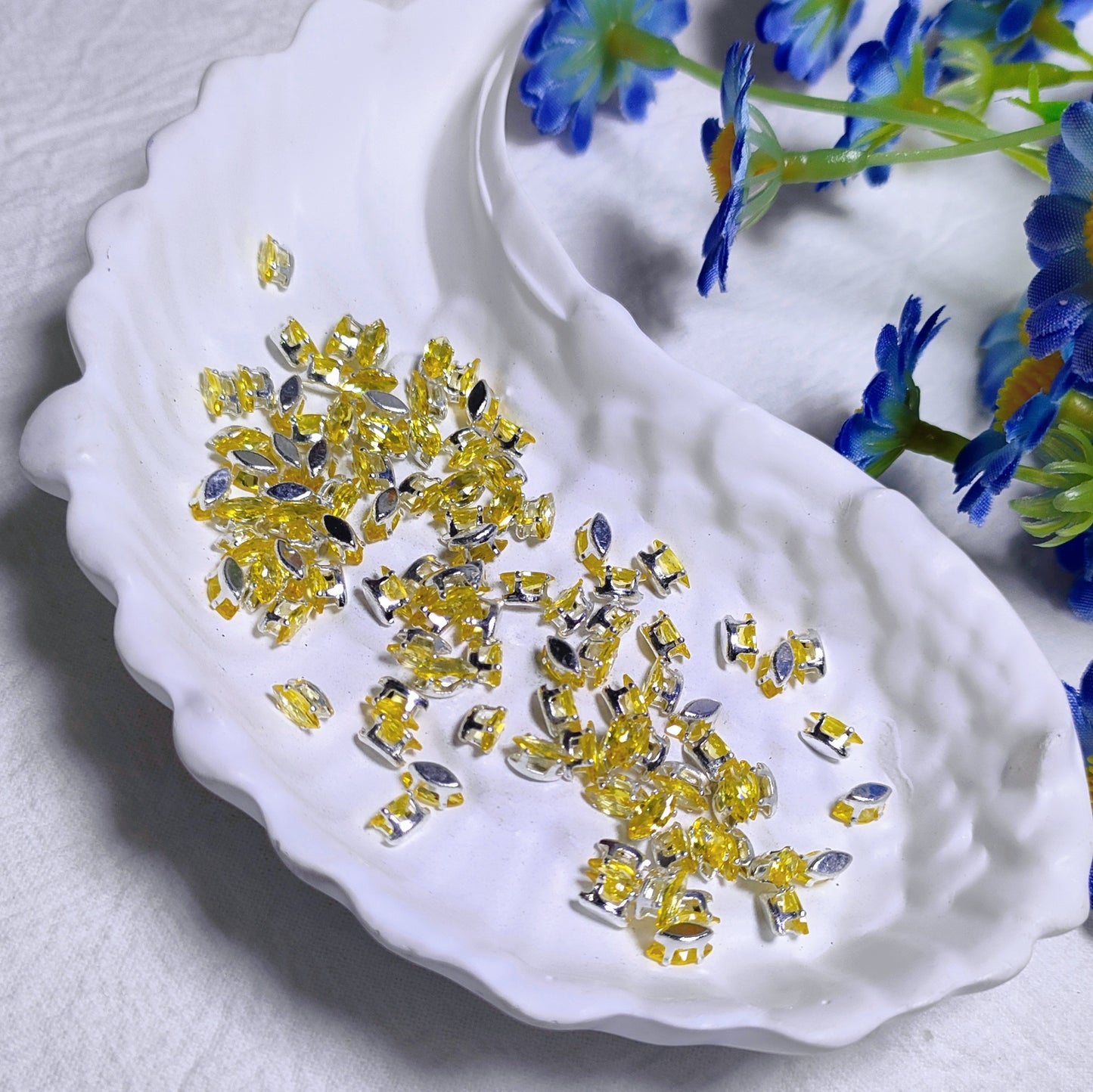 3x6mm horse eye zircon rhinestones with golden and silver base for DIY bracelet & necklace