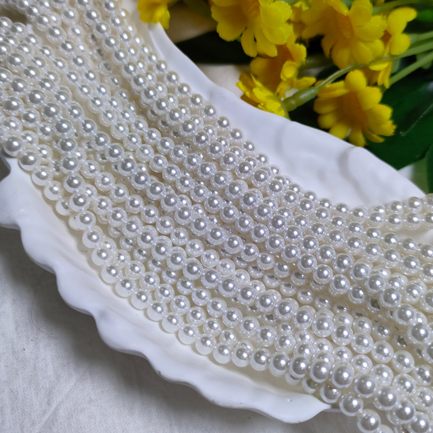 4mm artificial pressed shell pearls for DIY bracelet&necklace&sun cathers&car hangers&keychain etc